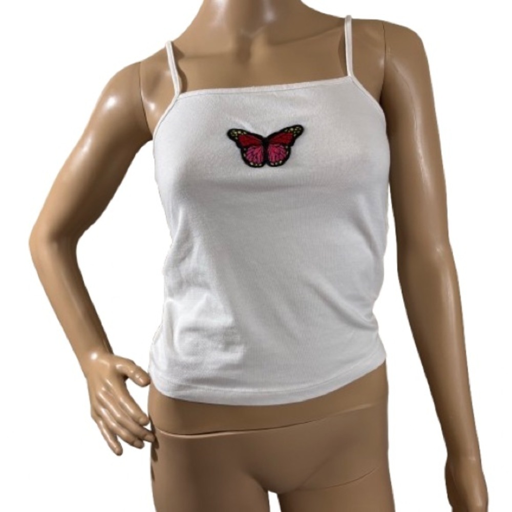 Wild Fable White Camisole with Butterfly Appliqué Size M